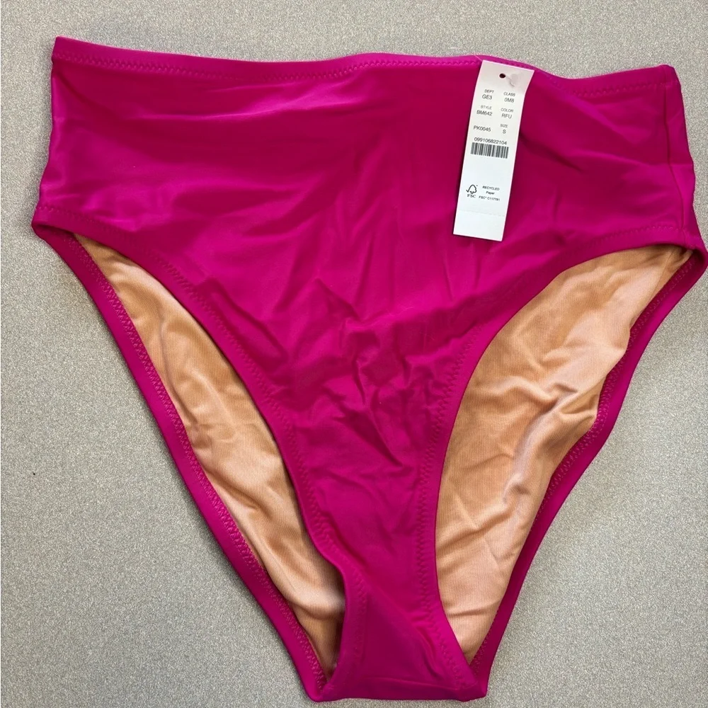 J. Crew Magenta High Waist High Leg Bikini Bottom NWT